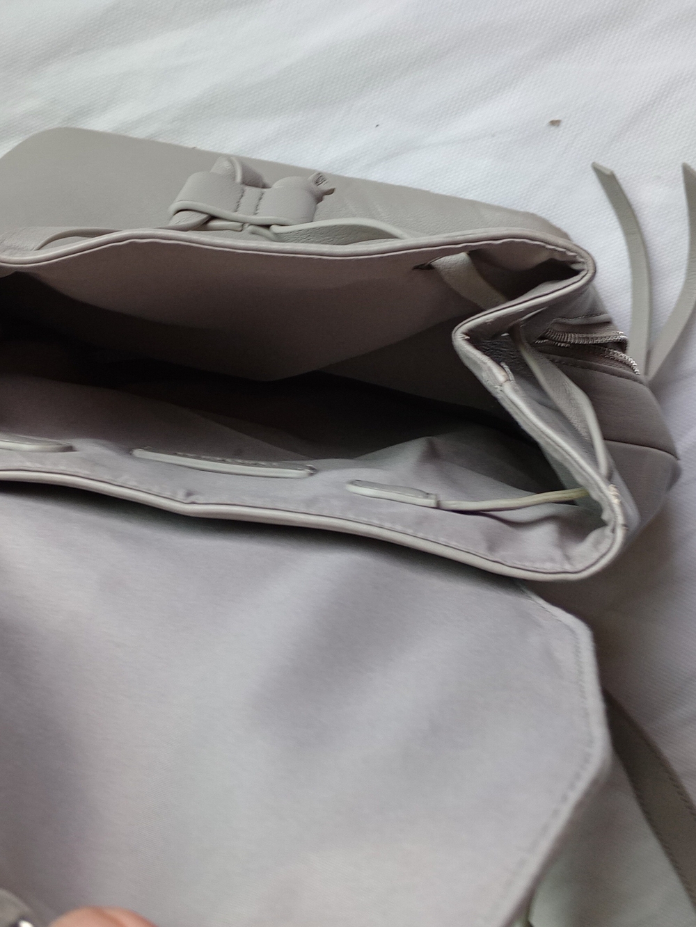 Forever 21 Light Gray Drawstring Backpack - Picture 4 of 6